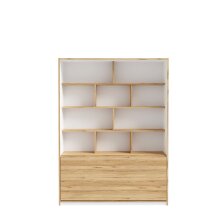 Regal-Schreibtisch >SMARTROOM< in Weiss / Catania Eiche  - 159,4x215x42 (BxHxT)