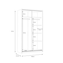 Kleiderschrank >SMARTROOM< in Weiss / Catania Eiche  - 118,8x215x57,3cm (BxHxT)