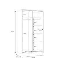 Kleiderschrank >SMARTROOM< in Weiss / Catania Eiche  - 118,8x215x57,3cm (BxHxT)