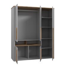 Kleiderschrank >SURFINIO< in Grau  - 158x194,3x58,7cm (BxHxT)