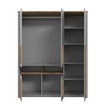 Kleiderschrank >SURFINIO< in Grau  - 158x194,3x58,7cm (BxHxT)
