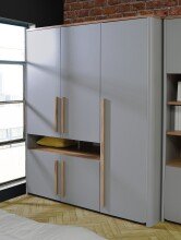 Kleiderschrank >SURFINIO< in Grau  -...