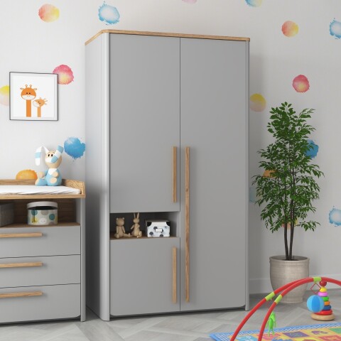 Kleiderschrank >SURFINIO< in Grau  - 108,3x194,3x58,7cm (BxHxT)