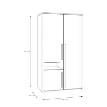 Kleiderschrank >SURFINIO< in Grau  - 108,3x194,3x58,7cm (BxHxT)