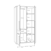 Kleiderschrank >SURFINIO< in Grau  - 108,3x194,3x58,7cm (BxHxT)