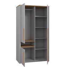 Kleiderschrank >SURFINIO< in Grau  - 108,3x194,3x58,7cm (BxHxT)