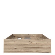 Bettgestell >VANKKA< in Planked Eiche , Weiss  - 150,5x43x194,9cm (BxHxT)