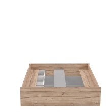 Bett >VANKKA< in Planked Eiche, Weiss  - 170,5x43x204,9cm (BxHxT)