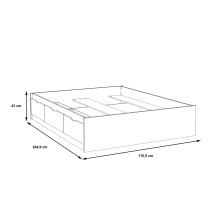 Bett >VANKKA< in Planked Eiche, Weiss  - 170,5x43x204,9cm (BxHxT)