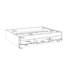 Bett >VANKKA< in Planked Eiche, Weiss  - 170,5x43x204,9cm (BxHxT)