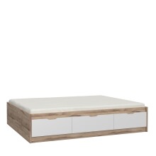 Bett >VANKKA< in Planked Eiche, Weiss  -...