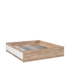 Bett >VANKKA< in Planked Eiche, Weiss  - 190,5x43x204,9cm (BxHxT)
