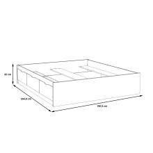Bett >VANKKA< in Planked Eiche, Weiss  - 190,5x43x204,9cm (BxHxT)