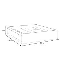 Bett >VANKKA< in Planked Eiche, Weiss  - 190,5x43x204,9cm (BxHxT)