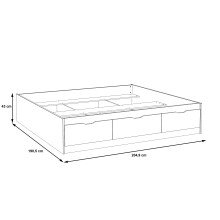 Bett >VANKKA< in Planked Eiche, Weiss  - 190,5x43x204,9cm (BxHxT)