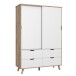 Kleiderschrank >VANKKA< in Planked Eiche, Weiss  - 139,4x201,5x52,7cm (BxHxT)