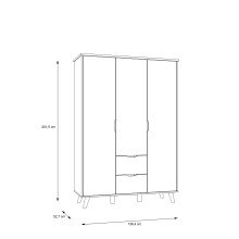 Kleiderschrank >VANKKA< in Planked Eiche , Weiss  - 139,4x201,5x52,7cm (BxHxT)