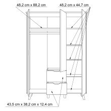 Kleiderschrank >VANKKA< in Planked Eiche , Weiss  - 139,4x201,5x52,7cm (BxHxT)