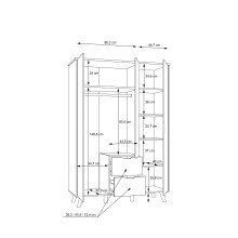 Kleiderschrank >VANKKA< in Planked Eiche , Weiss  - 139,4x201,5x52,7cm (BxHxT)