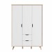 Kleiderschrank >VANKKA< in Planked Eiche , Weiss  - 139,4x201,5x52,7cm (BxHxT)