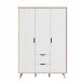Kleiderschrank >VANKKA< in Planked Eiche , Weiss  - 139,4x201,5x52,7cm (BxHxT)