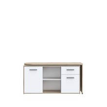 Schreibtisch >ALIKLIA< in Sonoma Eiche, Weiss  - 144x74,1x50cm (BxHxT)