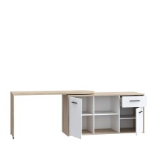 Schreibtisch >ALIKLIA< in Sonoma Eiche, Weiss  - 144x74,1x50cm (BxHxT)