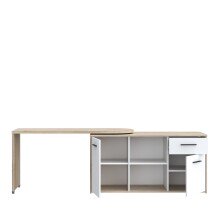 Schreibtisch >ALIKLIA< in Sonoma Eiche, Weiss  - 144x74,1x50cm (BxHxT)