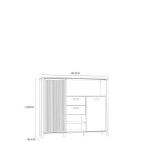 Highboard >JYTANA< in Mauvella Eiche  - 149,9x129,9x40,2cm (BxHxT)