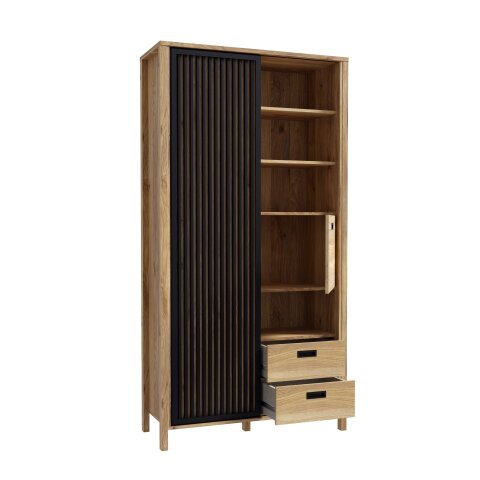 Mehrzweckschrank >JYTANA< in Mauvella Eiche  - 103,4x200,3x40,2cm (BxHxT)