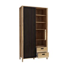 Mehrzweckschrank >JYTANA< in Mauvella Eiche  - 103,4x200,3x40,2cm (BxHxT)