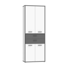 Mehrzweckschrank >KEFLAVIK< in Weiss / Uni Wolfram Grau