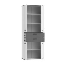 Mehrzweckschrank >KEFLAVIK< in Weiss / Uni Wolfram Grau