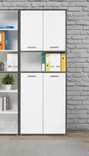Mehrzweckschrank >KEFLAVIK< in Weiss / Uni Wolfram...