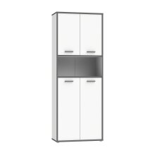 Mehrzweckschrank >KEFLAVIK< in Weiss / Uni Wolfram Grau