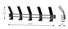 Garderobenleiste >54534< in schwarz, Metall - 52x14x6cm (BxHxT)