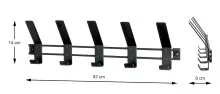 Garderobenleiste >54534< in schwarz, Metall - 52x14x6cm (BxHxT)