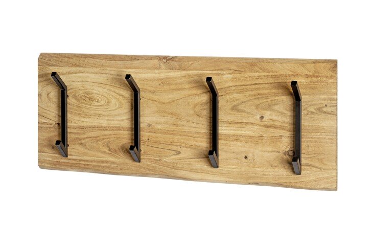 Wandgarderobe >52975< in akazie, schwarz, Massivholz, Metall - 90x36x12 (BxHxT)
