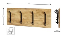 Wandgarderobe >52975< in akazie, schwarz, Massivholz, Metall - 90x36x12 (BxHxT)