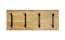 Wandgarderobe >52975< in akazie, schwarz, Massivholz, Metall - 90x36x12 (BxHxT)