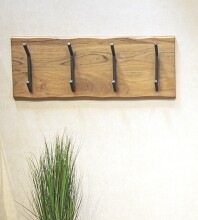 Wandgarderobe >52975< in akazie, schwarz, Massivholz, Metall - 90x36x12 (BxHxT)