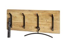 Wandgarderobe >52975< in akazie, schwarz, Massivholz, Metall - 90x36x12 (BxHxT)