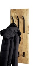 Wandgarderobe >52976< in akazie, schwarz, Massivholz, Metall - 36x100x12 (BxHxT)