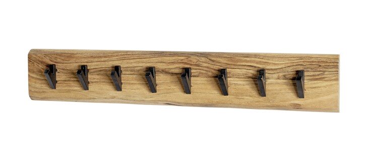 Wandgarderobe >52977< in akazie, schwarz, Massivholz, Metall - 90x15x9cm (BxHxT)