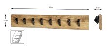 Wandgarderobe >52977< in akazie, schwarz, Massivholz, Metall - 90x15x9cm (BxHxT)