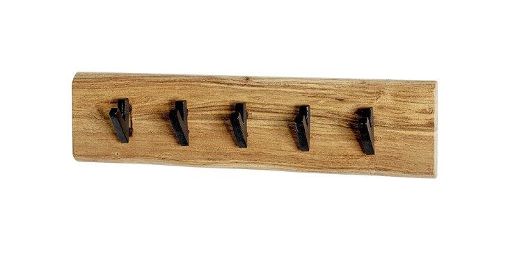Wandgarderobe >52979< in akazie, schwarz, Massivholz, Metall - 60x15x9cm (BxHxT)