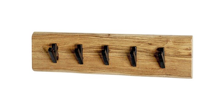 Wandgarderobe >52979< in akazie, schwarz, Massivholz, Metall - 60x15x9cm (BxHxT)