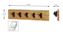 Wandgarderobe >52979< in akazie, schwarz, Massivholz, Metall - 60x15x9cm (BxHxT)