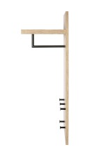 Wandgarderobe >54439< in eiche, schwarz, MDF, Metall - 48x90x31cm (BxHxT)