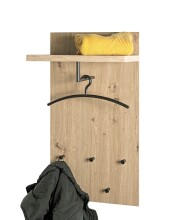 Wandgarderobe >54439< in eiche, schwarz, MDF, Metall - 48x90x31cm (BxHxT)